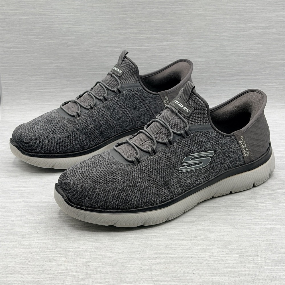 Skechers Summits Slip Ins Men's 11 Wide Grey Walking Sneakers Hands Free 232469